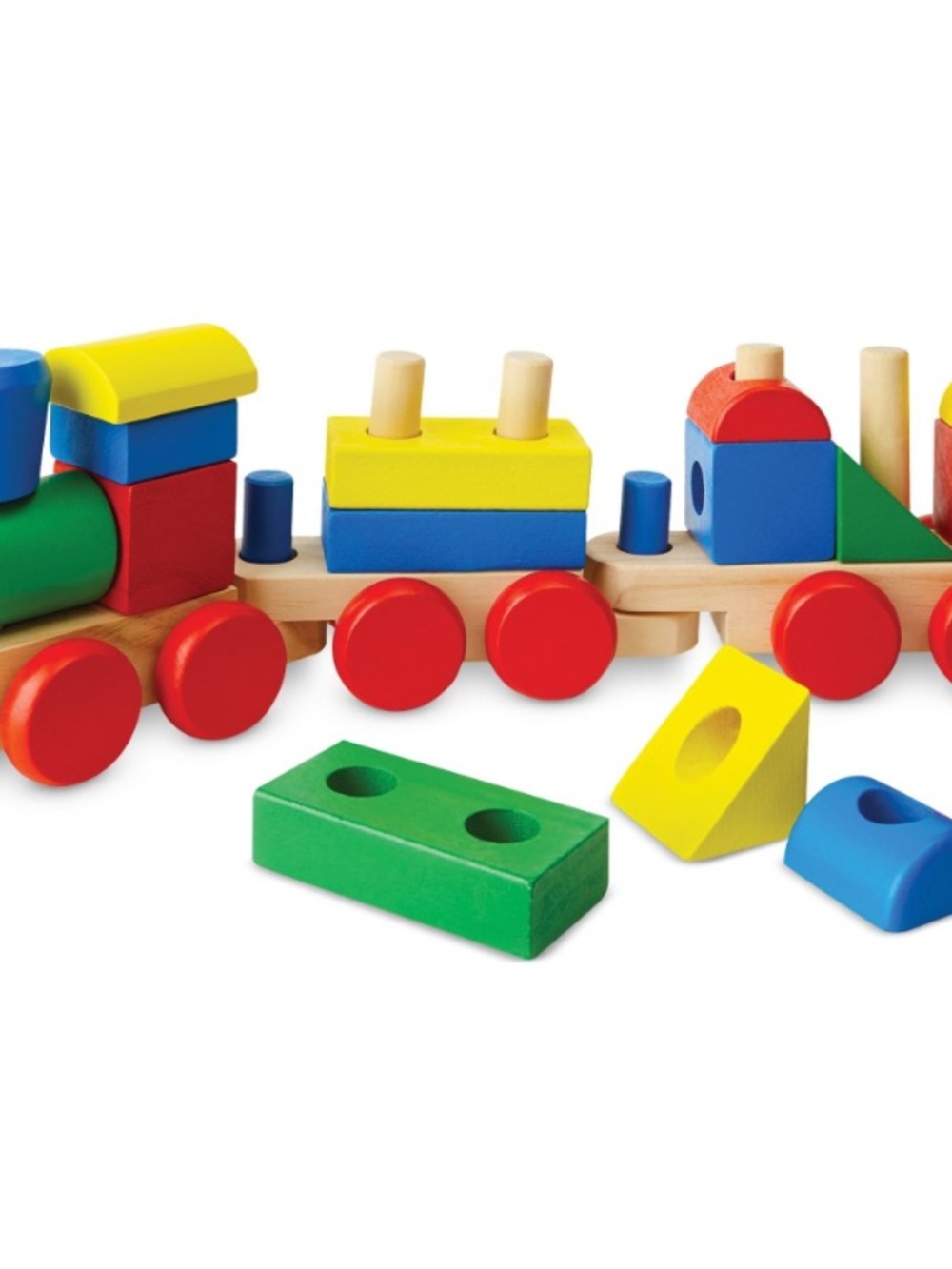 Melissa & Doug Stacking Colorful Wood Train with extra pieces!